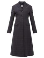 Matchesfashion.com Maison Margiela - Single Breasted Windowpane Check Wool Blend Coat - Womens - Navy Multi