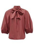 Matchesfashion.com Rebecca Taylor - Neck Tie Faux Leather Blouse - Womens - Burgundy