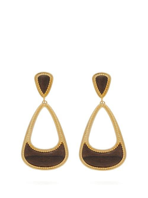 Matchesfashion.com Joelle Kharrat - Pera Gold Plated Wooden Drop Earrings - Womens - Gold