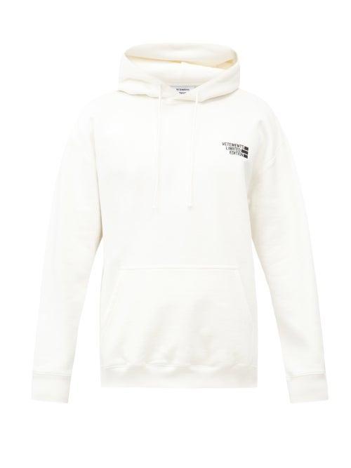 Matchesfashion.com Vetements - Logo-embroidered Cotton-blend Hooded Sweatshirt - Mens - White