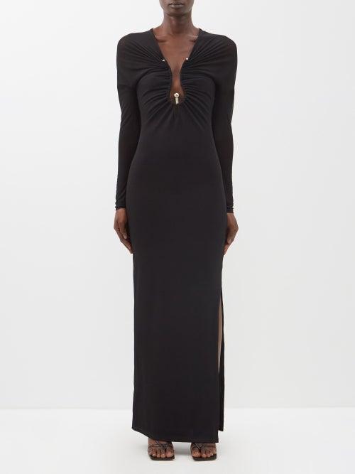 Christopher Esber - Polar Orbit Cutout Long-sleeve Jersey Maxi Dress - Womens - Black
