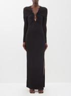Christopher Esber - Polar Orbit Cutout Long-sleeve Jersey Maxi Dress - Womens - Black