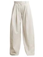 Nili Lotan Seville Wide-leg Cotton-blend Trousers