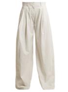Nili Lotan Seville Wide-leg Cotton-blend Trousers