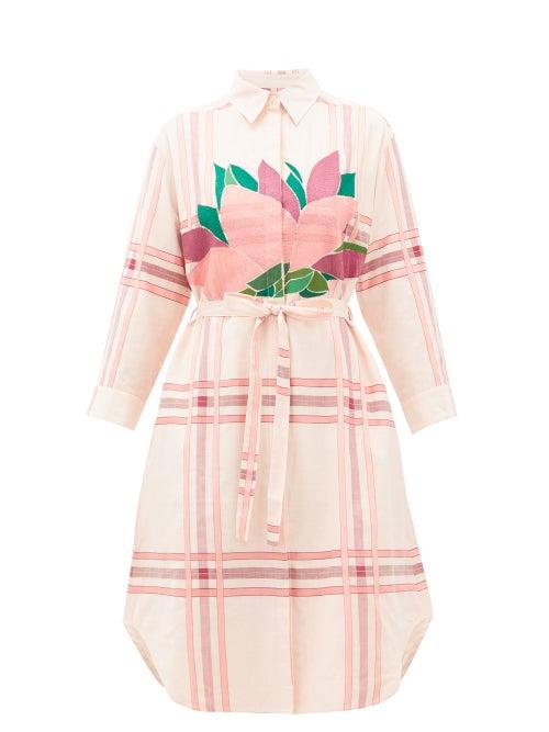 Matchesfashion.com Kilometre Paris - Klong Chao Beach Floral-embroidered Cotton Dress - Womens - Pink Print