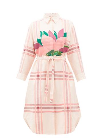 Matchesfashion.com Kilometre Paris - Klong Chao Beach Floral-embroidered Cotton Dress - Womens - Pink Print