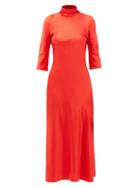 Matchesfashion.com Galvan - Margot High-neck Silk Dress - Womens - Red