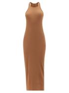 Rick Owens - Abito Scoop-neck Organic Cotton-jersey Midi Dress - Womens - Brown