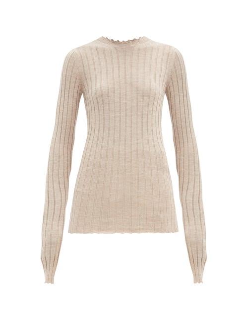 Matchesfashion.com Petar Petrov - Kent Ribbed Wool Sweater - Womens - Brown