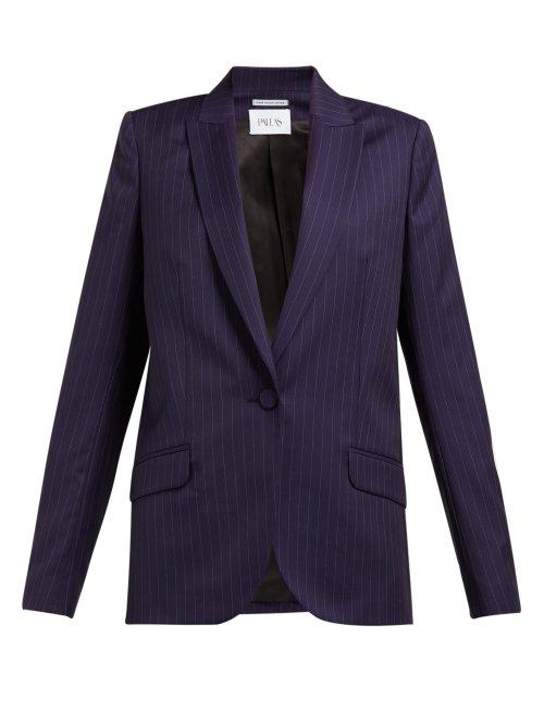 Matchesfashion.com Pallas X Claire Thomson-jonville - Single Breasted Pinstripe Wool Jacket - Womens - Navy