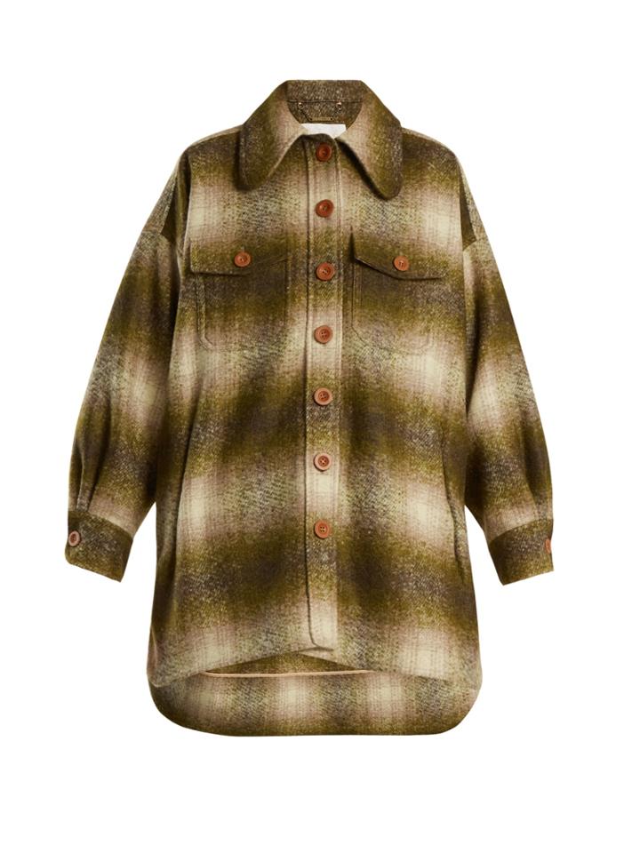 Chloé Single-breasted Checked Mohair-blend Coat