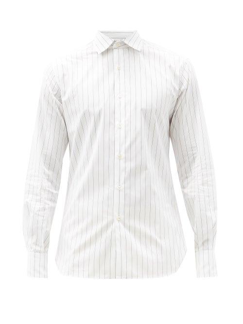 Matchesfashion.com Sbline - Pinstriped Cotton-poplin Shirt - Mens - White Black