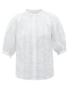Matchesfashion.com Loup Charmant - Pico Jacquard Stripe Cotton Blouse - Womens - White