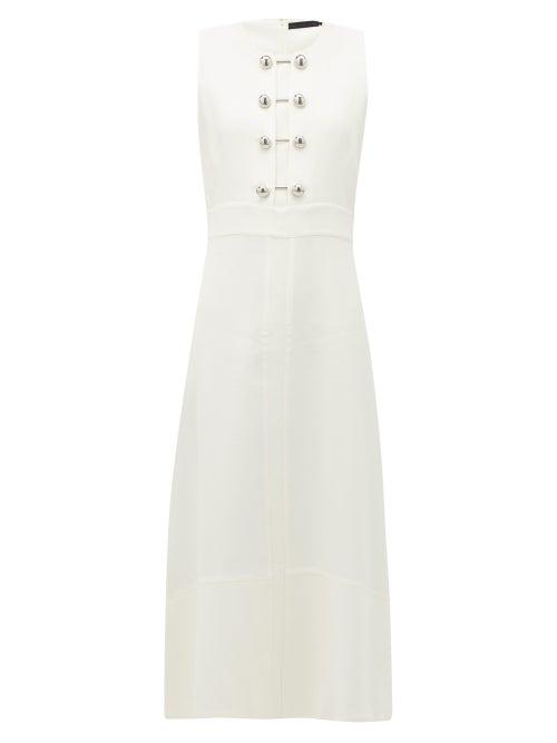 Matchesfashion.com Proenza Schouler - Bar Embellished Cut Out Crepe Dress - Womens - White