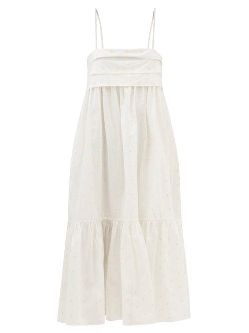 Loup Charmant - Iliana Tie-back Daisy-embroidered Midi Dress - Womens - White