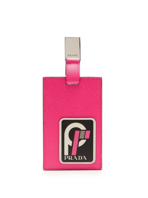 Matchesfashion.com Prada - Security Clip On Leather Cardholder - Womens - Pink Multi