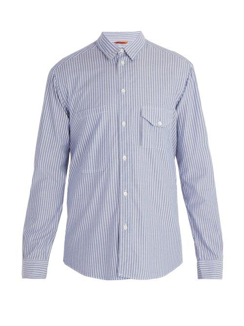 Matchesfashion.com Barena Venezia - Point Collar Striped Cotton Shirt - Mens - Blue Multi