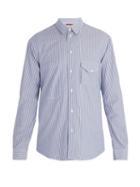 Matchesfashion.com Barena Venezia - Point Collar Striped Cotton Shirt - Mens - Blue Multi