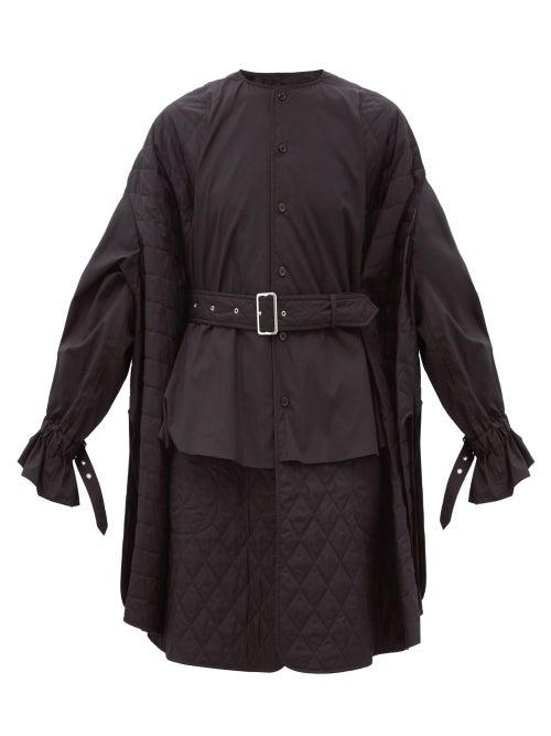 Matchesfashion.com Noir Kei Ninomiya - Quilted-panel Cotton Shirt Dress - Womens - Black
