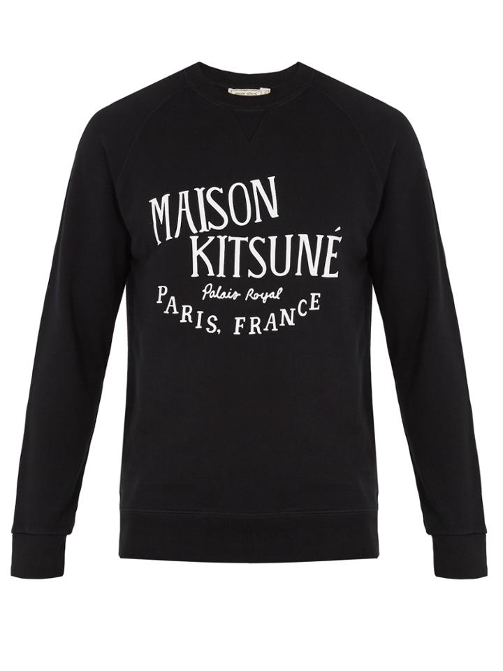 Maison Kitsuné Crew-neck Logo-print Cotton Sweatshirt