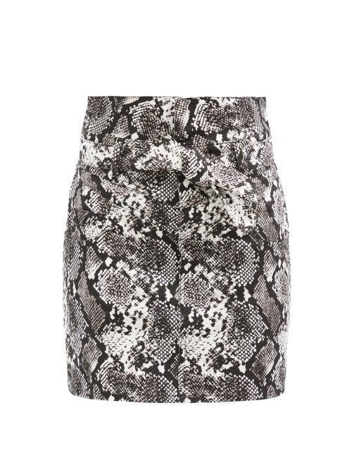 Matchesfashion.com The Attico - Snake-print Cotton Mini Skirt - Womens - Black White