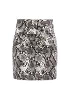 Matchesfashion.com The Attico - Snake-print Cotton Mini Skirt - Womens - Black White