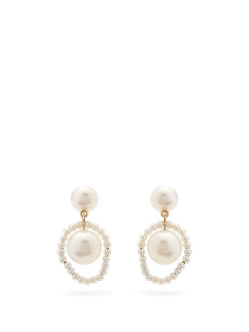 Matchesfashion.com Sophie Bille Brahe - Eau Du Soleil Pearl & 14kt Gold Earrings - Womens - Pearl