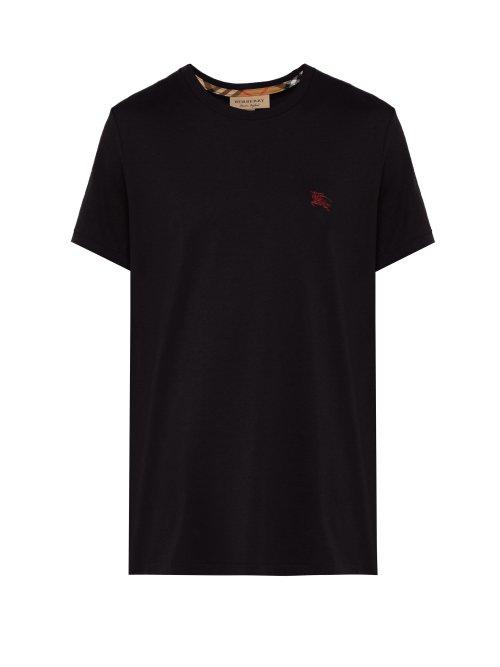 Matchesfashion.com Burberry - Logo Embroidered Crew Neck Cotton T Shirt - Mens - Black