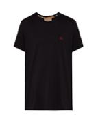 Matchesfashion.com Burberry - Logo Embroidered Crew Neck Cotton T Shirt - Mens - Black