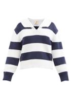 Joostricot - Sailor-collar Striped Cotton-blend Sweater - Womens - Navy White