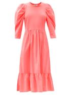 Matchesfashion.com Sea - Puff-sleeve Tiered Cotton Midi Dress - Womens - Pink