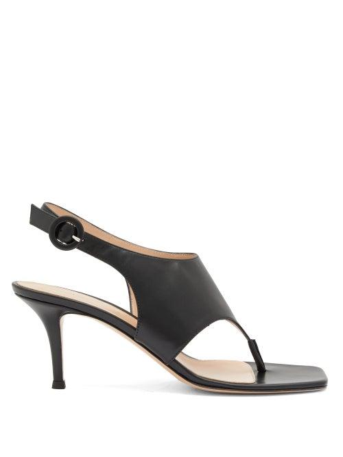 Matchesfashion.com Gianvito Rossi - Slingback 70 Square-toe Leather Sandals - Womens - Black