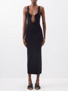 Christopher Esber - U Neck Orbit Plunging Ribbed-knit Dress - Womens - Black