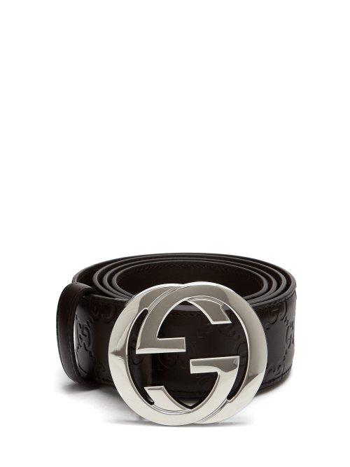 Matchesfashion.com Gucci - Gg Plaque Leather Belt - Mens - Brown