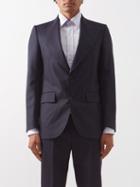 Husbands - Peak-lapel Pinstriped Wool-blend Suit Jacket - Mens - Navy Multi