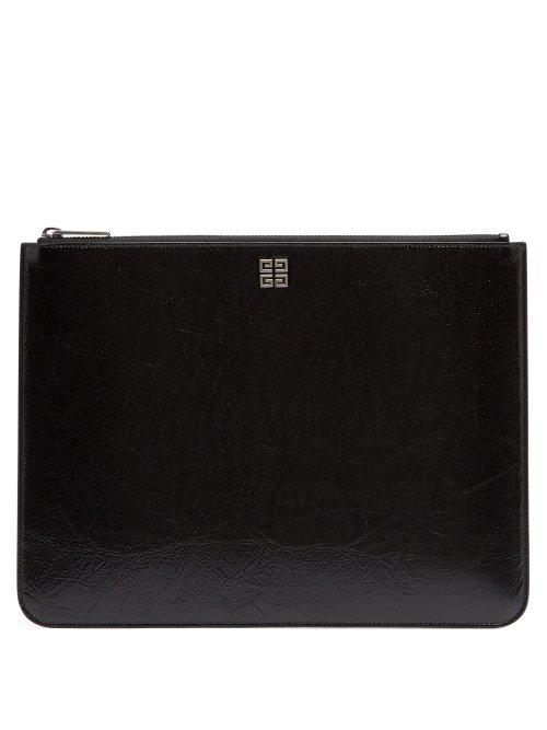 Matchesfashion.com Givenchy - Large Leather Zipped Pouch - Mens - Black