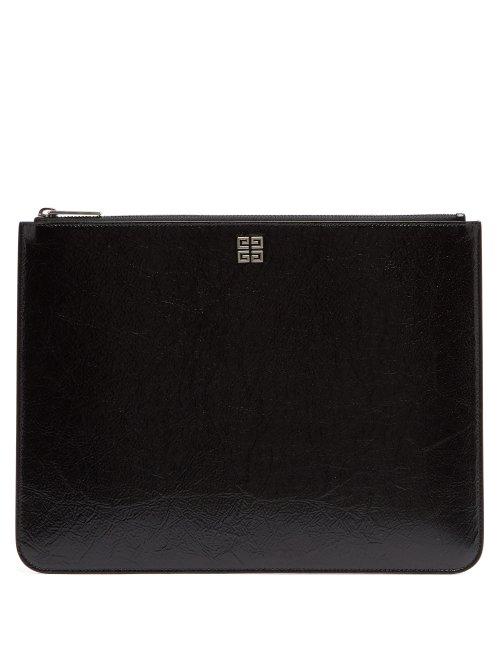 Matchesfashion.com Givenchy - Large Leather Zipped Pouch - Mens - Black