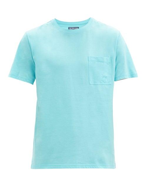 Matchesfashion.com Vilebrequin - Titus Logo-embroidered Cotton-jersey T-shirt - Mens - Light Blue