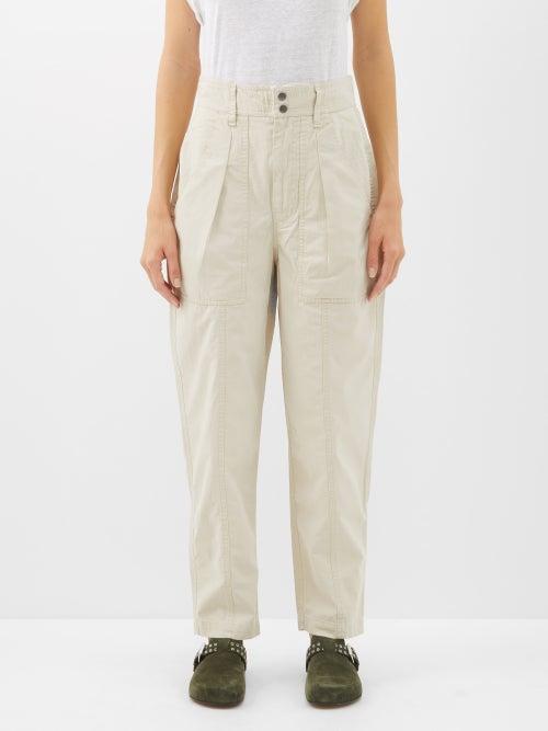 Isabel Marant Toile - Kiana Pleated Cotton-canvas Wide-leg Trousers - Womens - Ecru