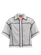 Matchesfashion.com Eckhaus Latta - Piped-trim Jacquard-knitted Shirt - Mens - White Multi