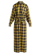 Attico Checked Tie-waist Cotton Shirtdress