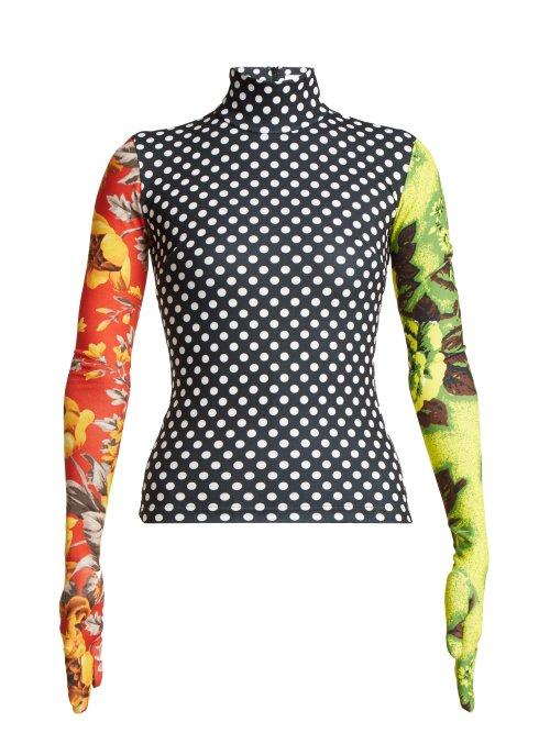 Matchesfashion.com Richard Quinn - Floral Print High Neck Stretch Jersey Top - Womens - Multi