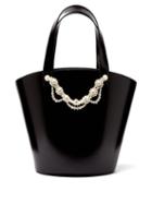 Matchesfashion.com Simone Rocha - Faux Pearl Trimmed Leather Bucket Bag - Womens - Black Multi