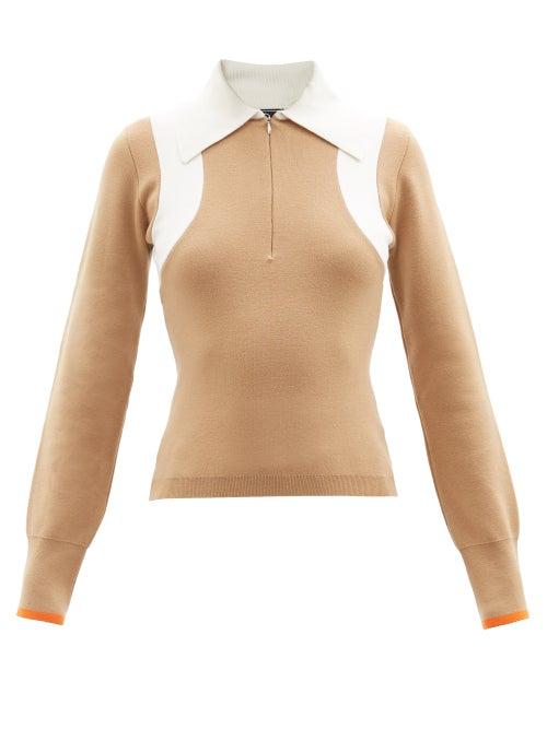Cordova - Striped Merino-blend Sweater - Womens - Brown