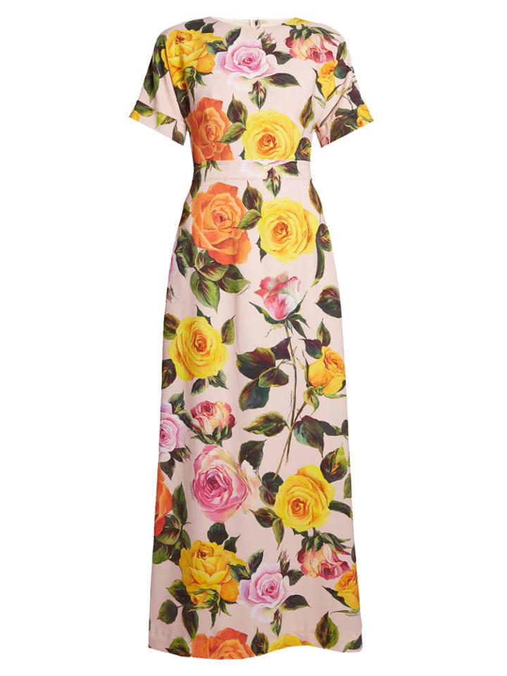 Dolce & Gabbana Rose-print Cady Maxi Dress