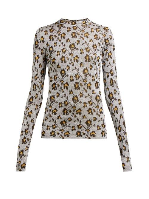 Matchesfashion.com Paco Rabanne - Metallic Floral Jacquard Top - Womens - Silver Multi