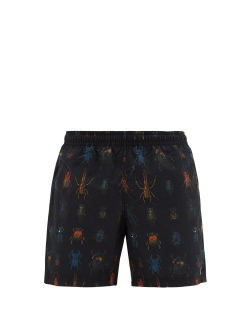 Matchesfashion.com Alexander Mcqueen - Beetle Print Swim Shorts - Mens - Black Multi