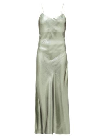 Matchesfashion.com Blaz Milano - Manipur Metallic Silk-blend Slip Dress - Womens - Green