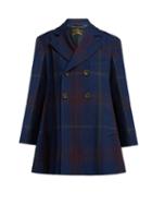 Matchesfashion.com Vivienne Westwood Anglomania - Checked Cotton And Wool Blend Coat - Womens - Navy Multi