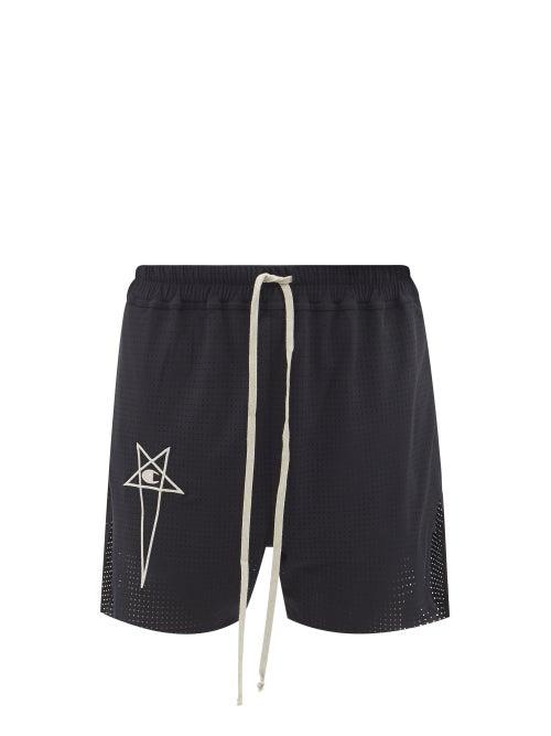 Rick Owens - X Champion Logo-embroidered Mesh Shorts - Womens - Black